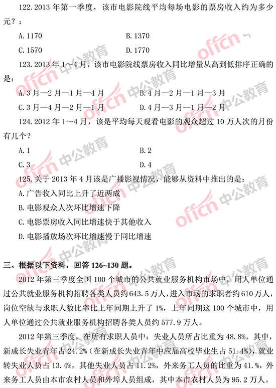 2014年國家公務(wù)員考試資料分析 