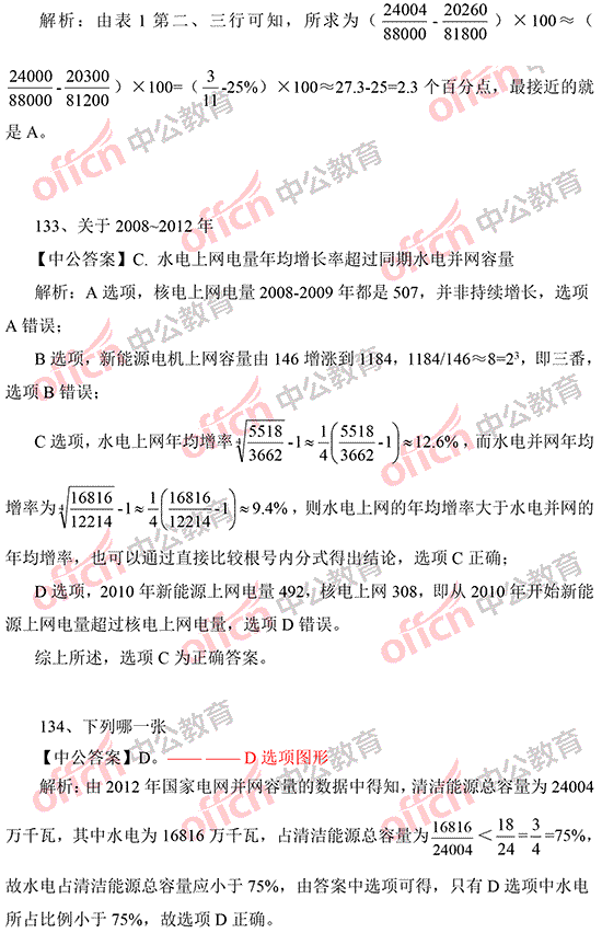 2014年國家公務(wù)員考試資料分析 答案解析